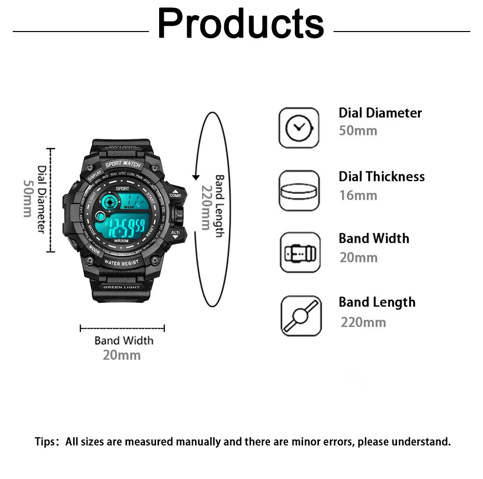 New Men LED Digital Watches Luminous Fashion Sport