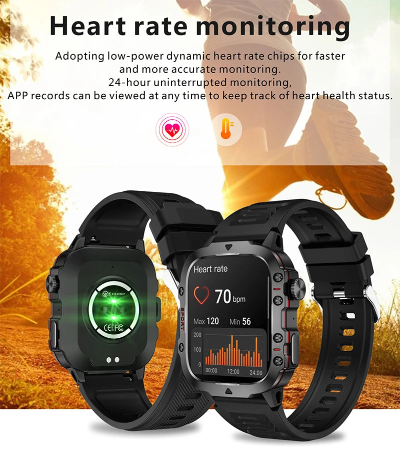 2024 New For Xiaomi Military Smart Watch Men IP68 5ATM Outdoor Sports Fitness Tracker Health Monitor 1.96"  Call Smartwatch