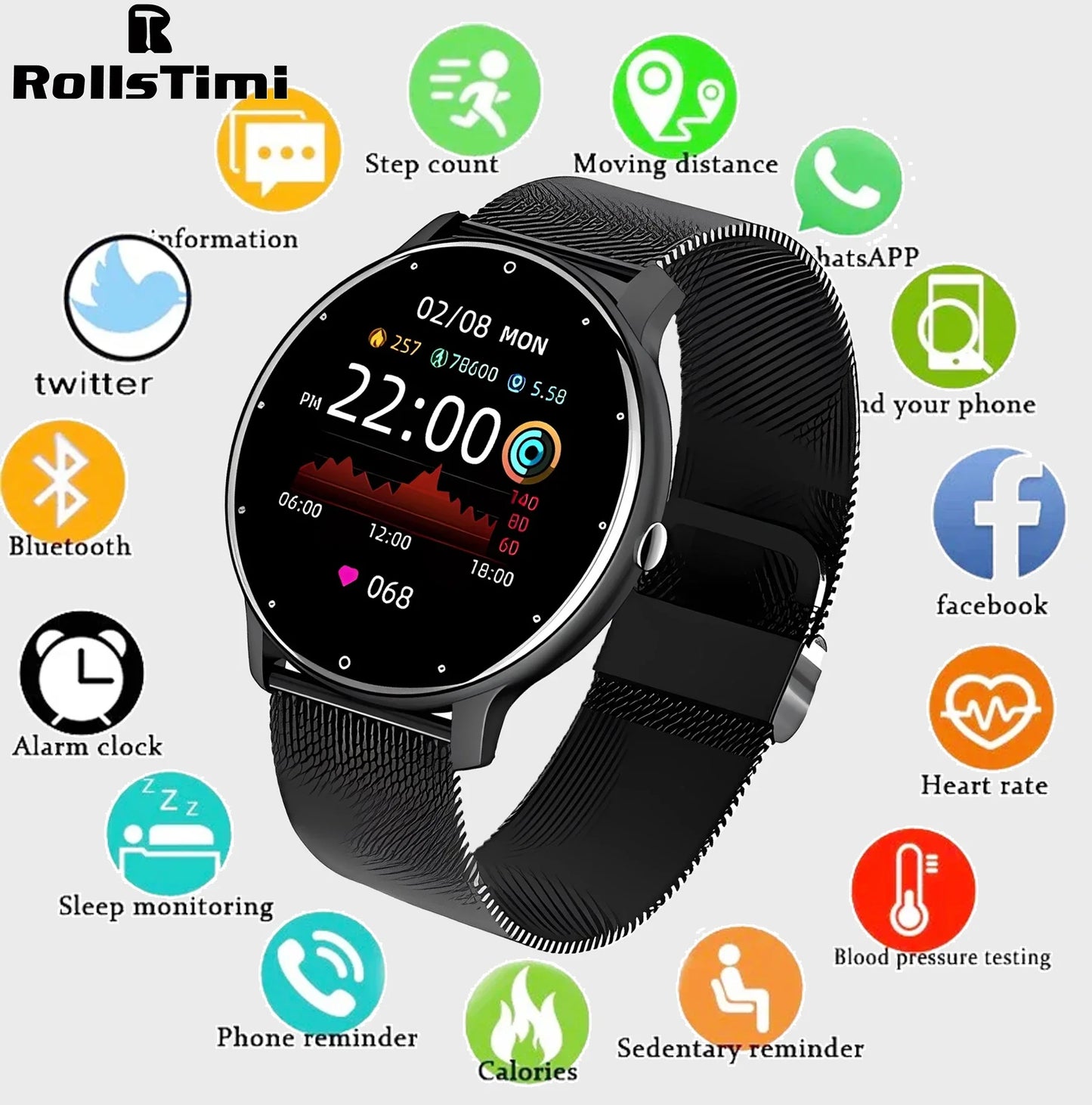 Smart Watch Men Bluetooth Call 24H Heart Rate Monitor Women Sports Fitness IP67 Waterproof Smart Watch For Android IOS 2024 New